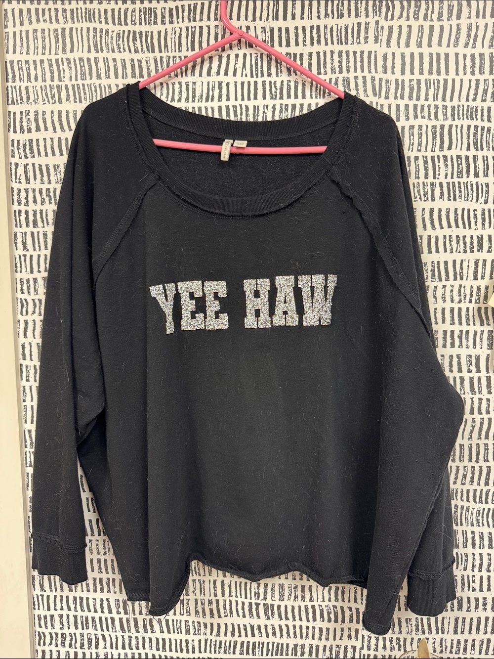Cato Black Sweatshirt with Silver 'YEE HAW' Print